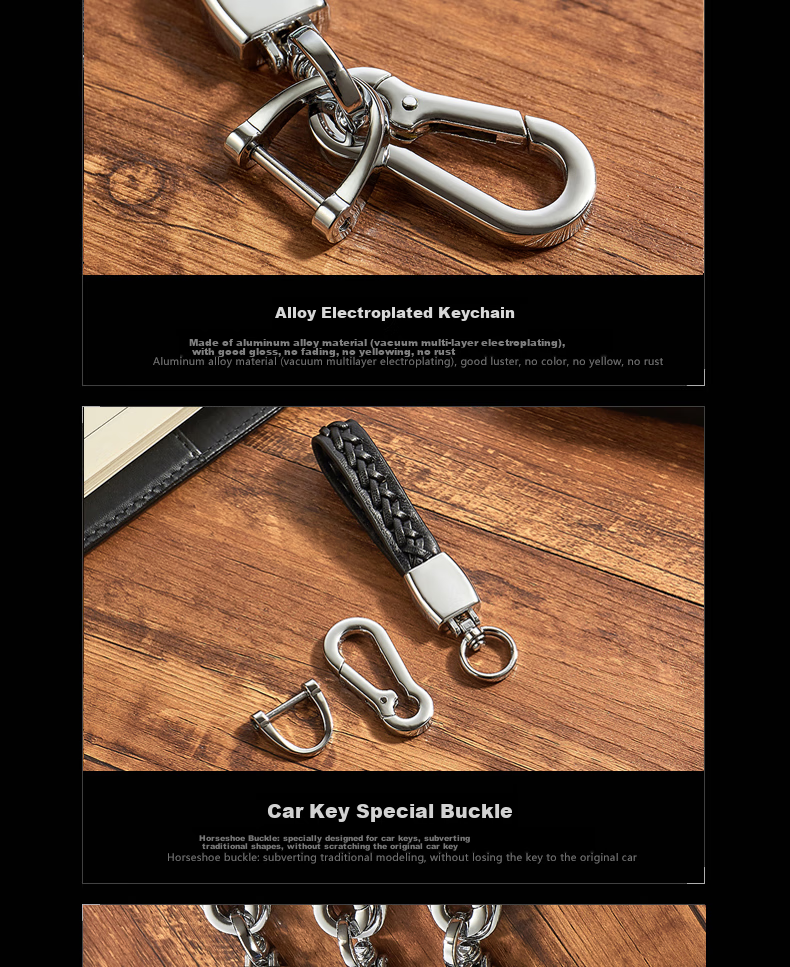 Dijialun Car Key Chain, Genuine Leather, Handwoven Key Cord, Car Accessories Decoration Ornament, Men's Gift Present 6