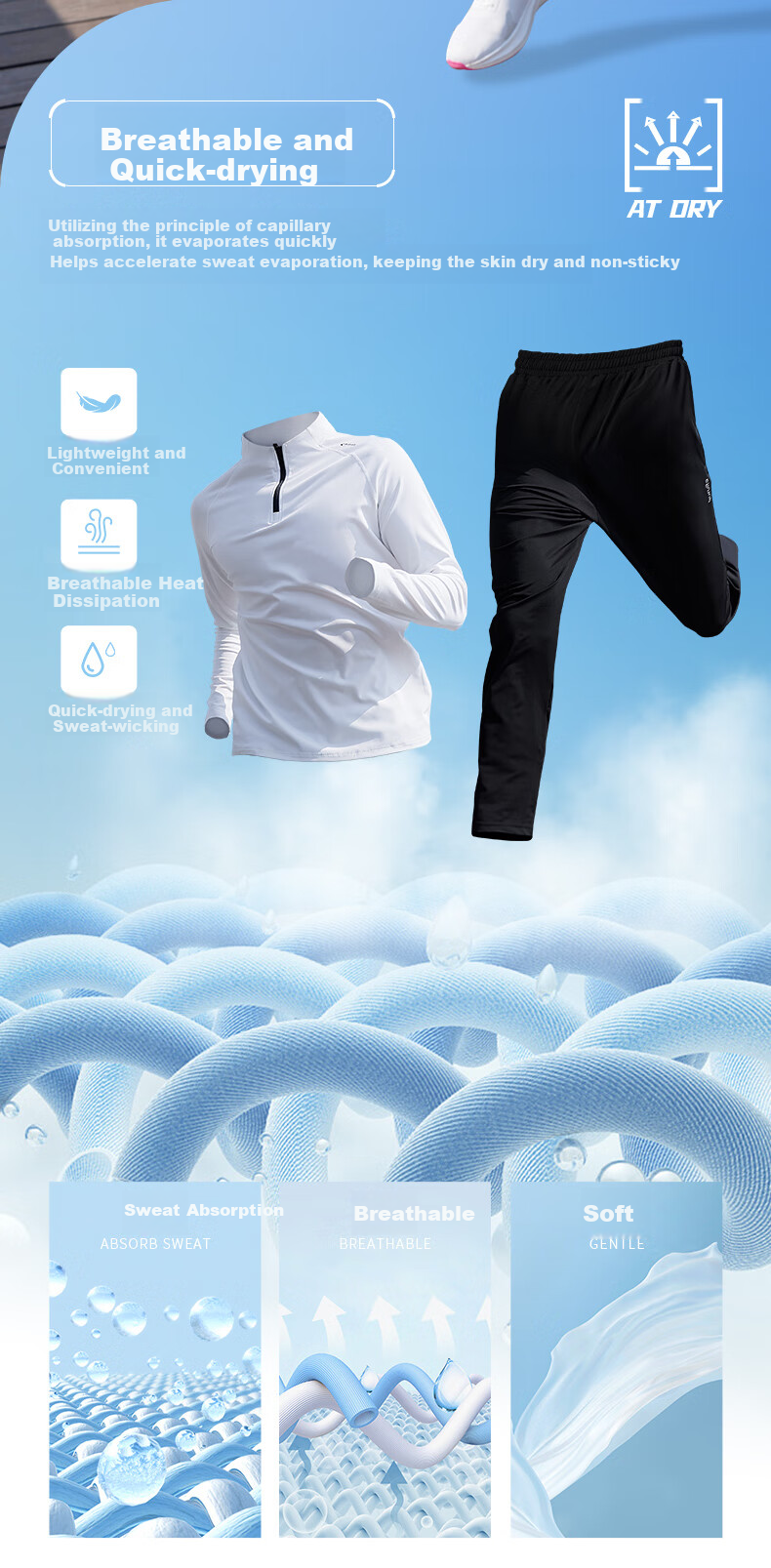 BURUITE Fitness Wear for Men, Running Sportswear Set, Badminton Outfit, Basketball Quick-Dry Clothes, High-Elasticity Training Morning Jogging Suit, Cycling Apparel 4