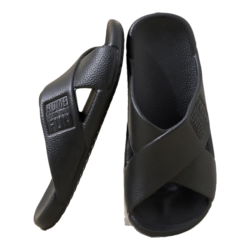 Huameijianbu Cross Mocha Slippers, Couples Bathroom Indoor And Outdoor Thick Soft Sole Non-Slip Sandals HM600, Xuanmo Black, Size 35-36
