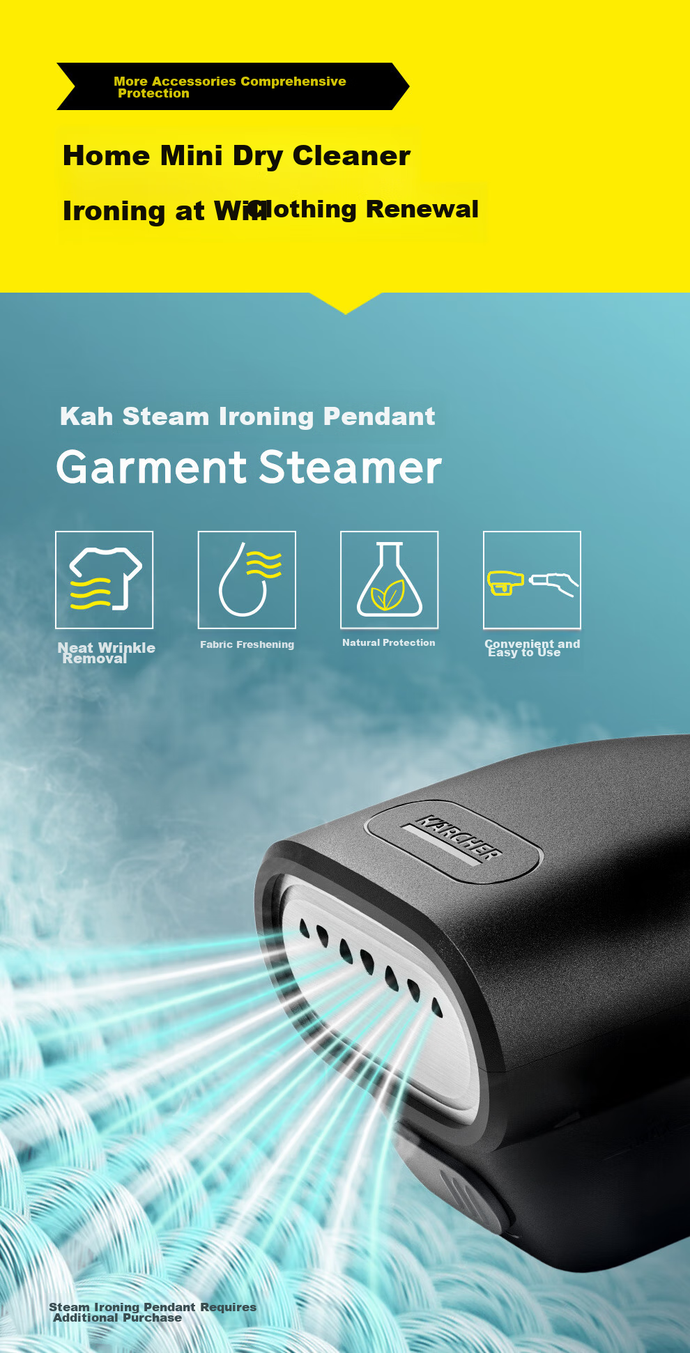 KARCHER German Steam Mop, Household High-Temperature Steam Cleaner, Kitchen Range Hood And Whole-House Cleaning Machine, Floor Washer with Temperature Display, Sterilization And Dust Mite Removal SC5D 11