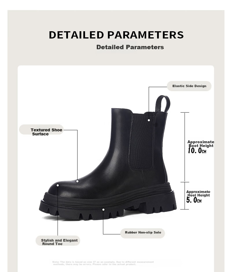 DAPHNE Autumn And Winter Ankle Boots for Women, Versatile Height-Increasing Chelsea Boots, Women's Short Boots, Black, Size 37 4
