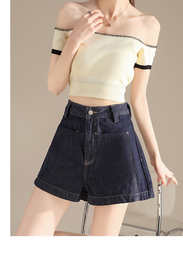 RAIN.CUN High-Waisted Slimming Denim Shorts for Women, 2024 Summer Loose Versatile A-Line Wide-Leg Pants, Hot Pants 10