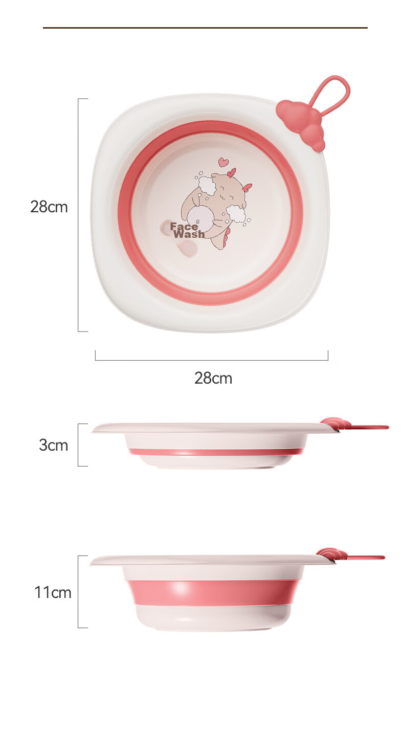 DOCTOR MA Foldable Baby Washbasin, Newborn Face Basin, Can Be Hung And Folded, Diaper Changing Basin, Cartoon Design, Set of 3 12