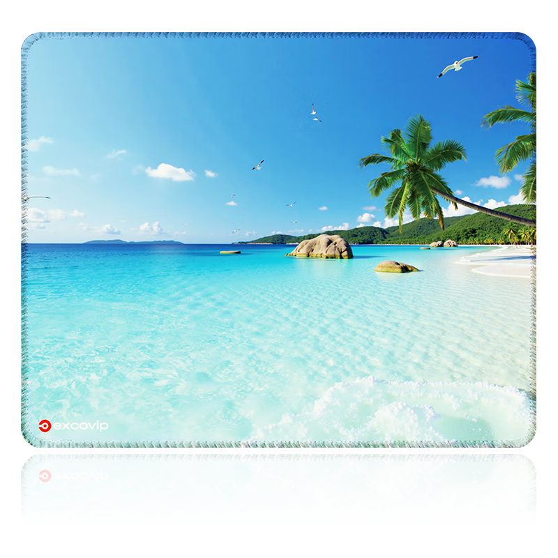 EXCO Island Coconut Forest Thin Anime Cute Mouse Pad, Small Size with Locking Edge, Desktop Computer Gaming Laptop Keyboard Medium Cartoon Office Desk Pad for Girls, Soft Portable 0436