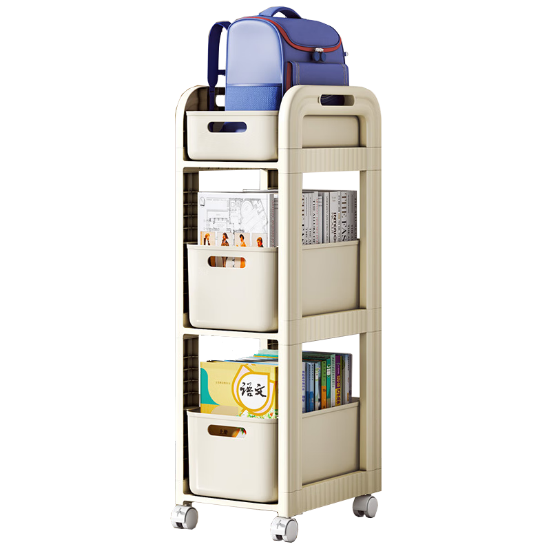 Anerya Office Floor-Standing Storage Rack, Under-Desk Organizer, Office Desk Bag Holder with Wheels, Storage Box, Three-Tier