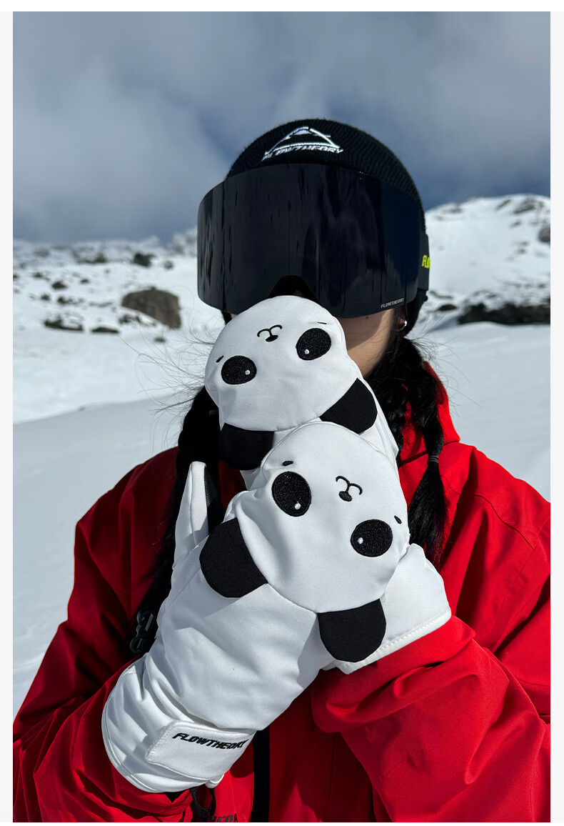 Flow Theory Waterproof Insulated Fleece-Lined Cute Cartoon Ski Gloves for Men and Women 8