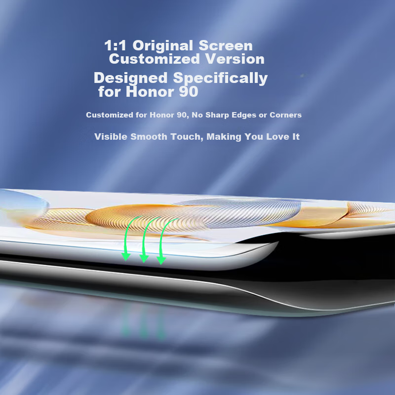 Smorss [2-Pack + Tool] Full Adhesive Screen Protector for Honor 90, High-Definition Hydrogel Film, Curved Full-Screen Coverage, Wear-Resistant, Anti-Fingerprint Protective Film