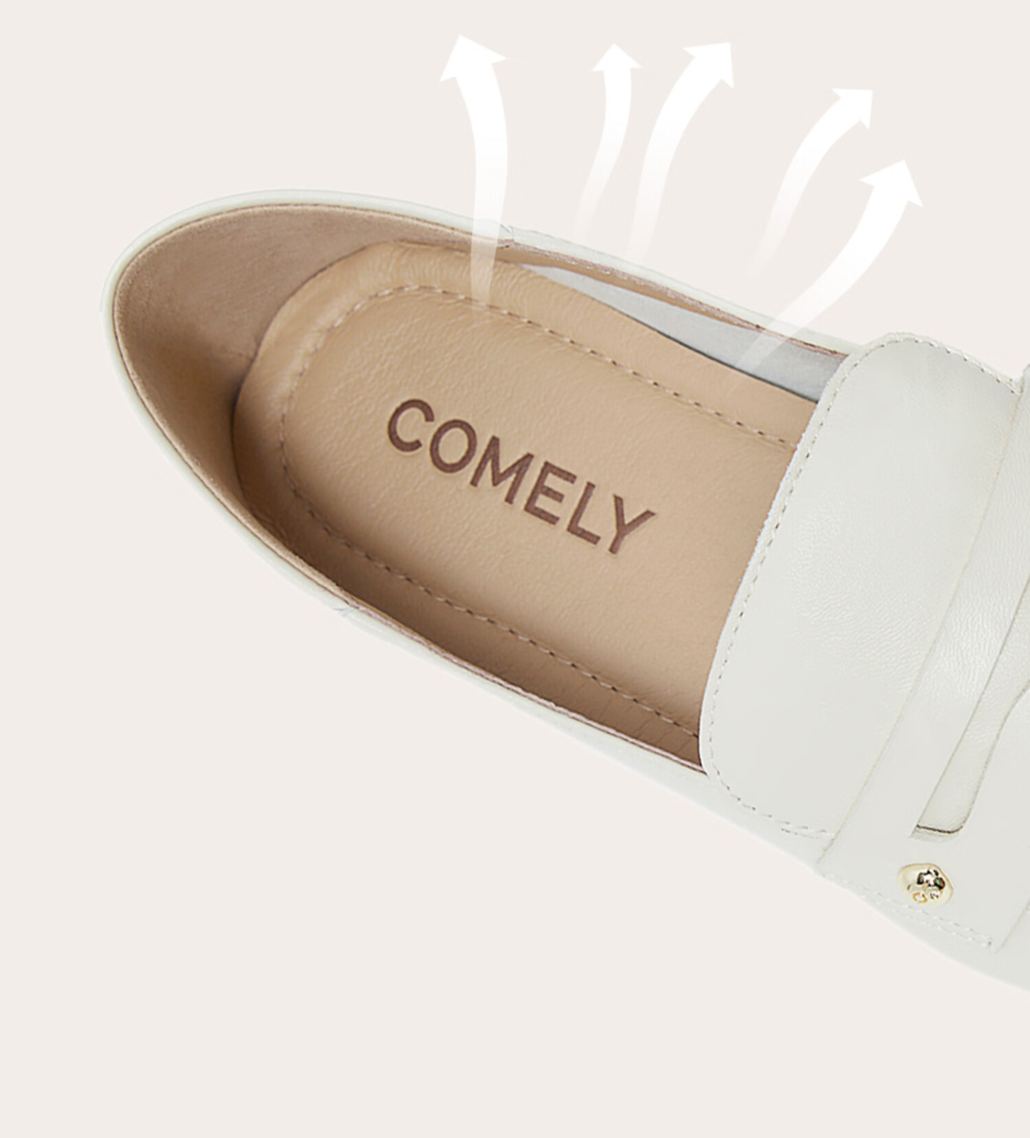 COMELY Low-Heel Loafers for Women, New Spring And Summer Style, Sheepskin Retro Flat Genuine Leather Shoes, Commuter Flats, Cream White, Size 35 6