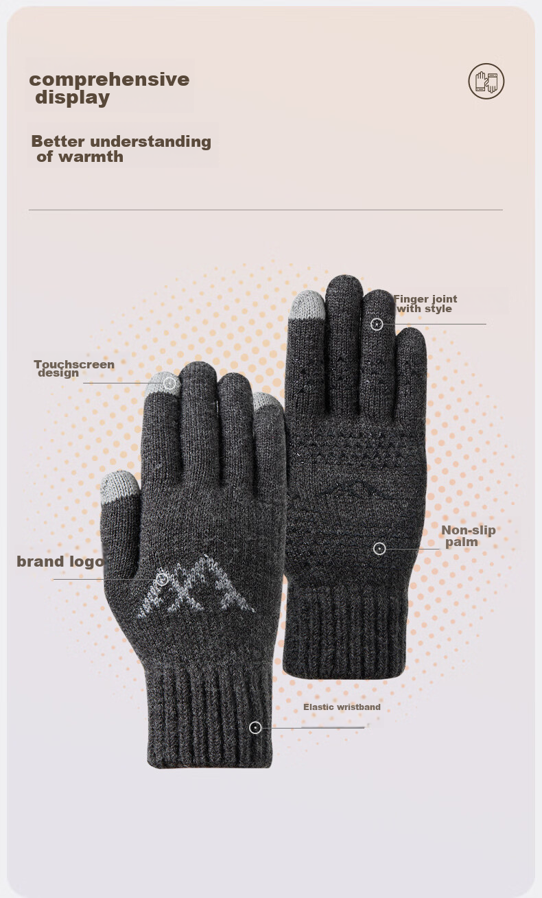 MISSION UV Sheepskin Warm Gloves for Men, Thick Winter Autumn Outdoor Cycling Driving Anti-Cold Touchscreen Compatible Knitted Gloves 4