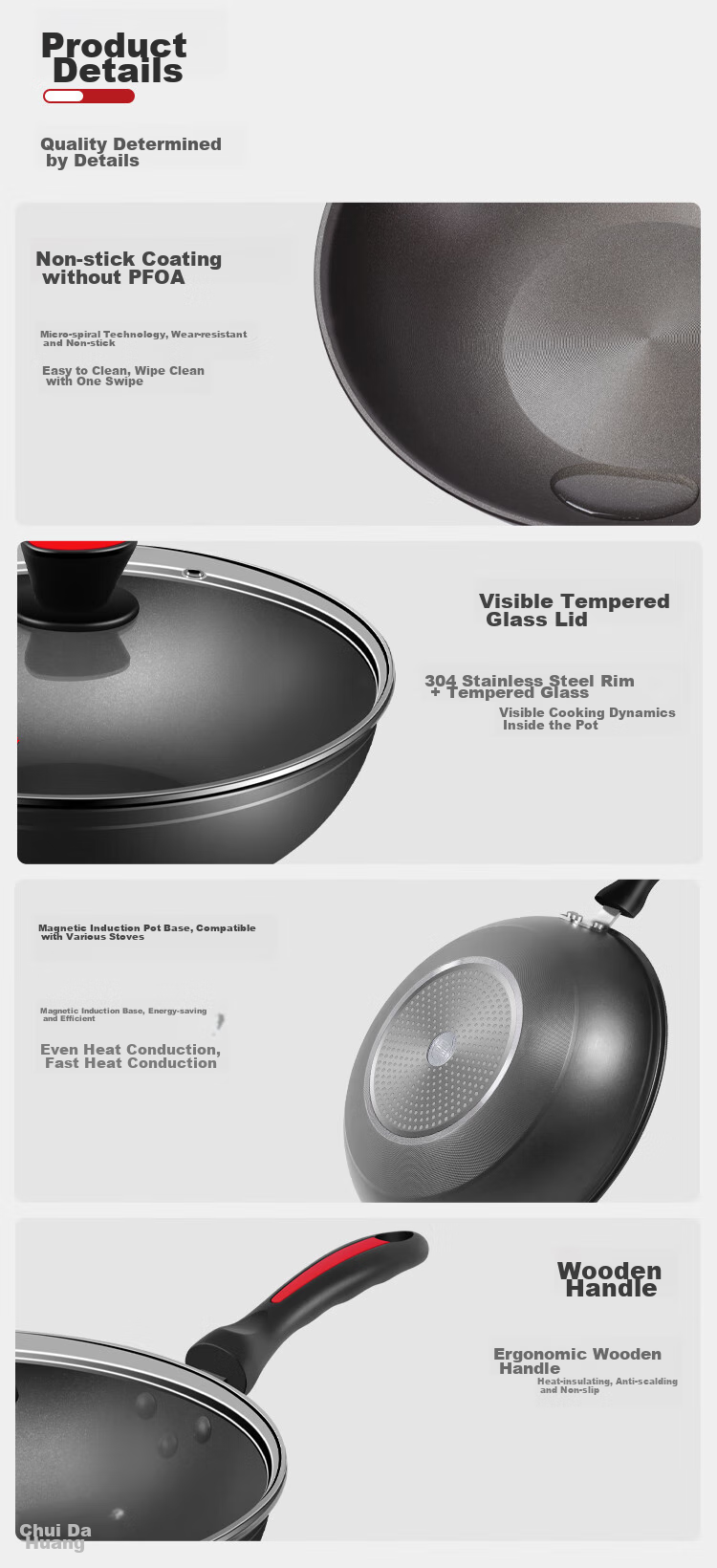 COOKER KING Non-Stick Wok 32cm Low-Smoke Flat-Bottom Frying Pan for Stir-Fry And Grilling, Compatible with Induction Cooker And Open Flame, Model WG15068 14