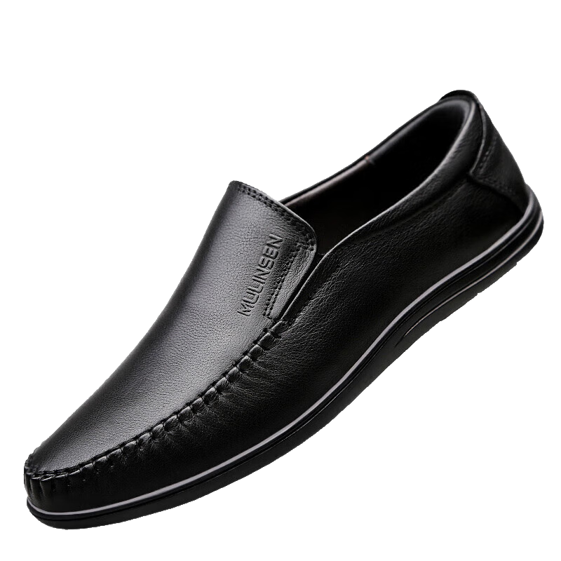 MULINSEN Men's Shoes, Business Casual Slip-On Soft Sole Dad Shoes, Size 38, Black, 21811058