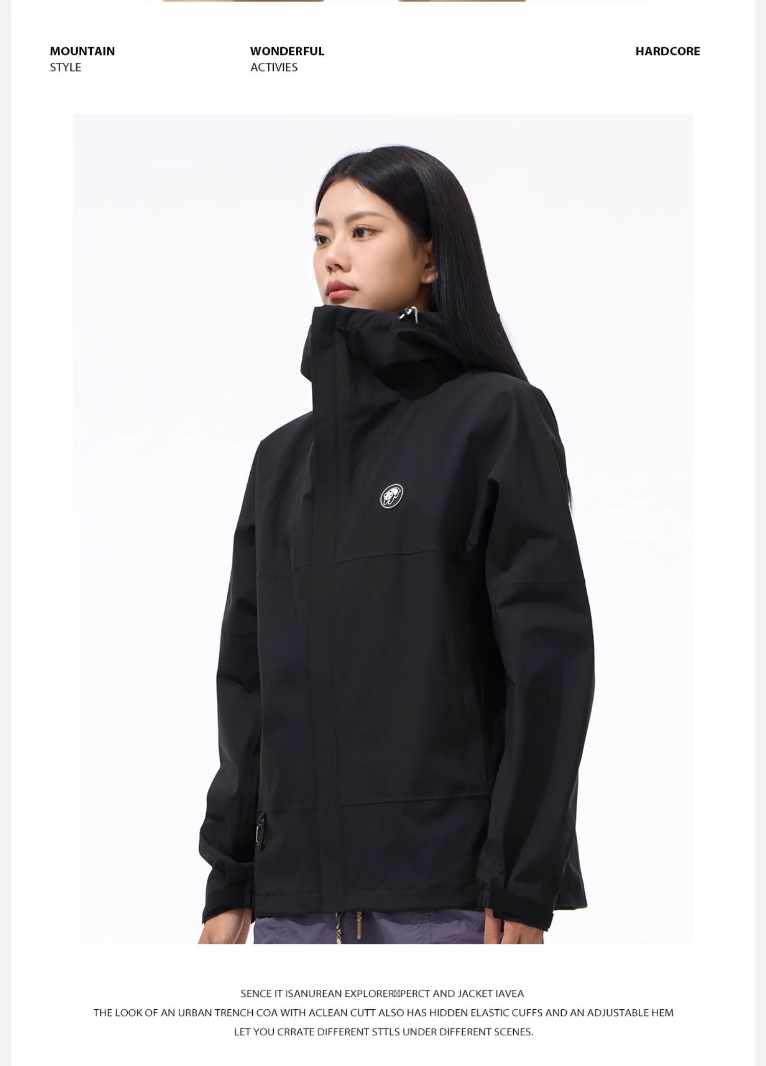 CAMEL Single-Layer Windbreaker Jacket for Men And Women, Waterproof Coat A31166 Phantom Black XL 28