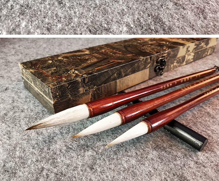 Fenshang Qingming Shanghe Tu Lake Brush Set, Sheep Hair Brushes Large Medium Small 3 Pieces Gift Box, Mid-Autumn Festival Gift, for Calligraphy And Chinese Painting Works - Pure Sheep Imperial Brushes 2