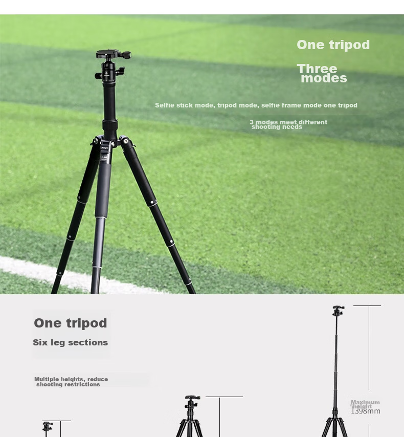 Fotopro FY810 Digital Panoramic Tripod Selfie Stick, Desktop Tripod for Digital Cameras, Three Modes, Multifunctional Portable Tripod 3