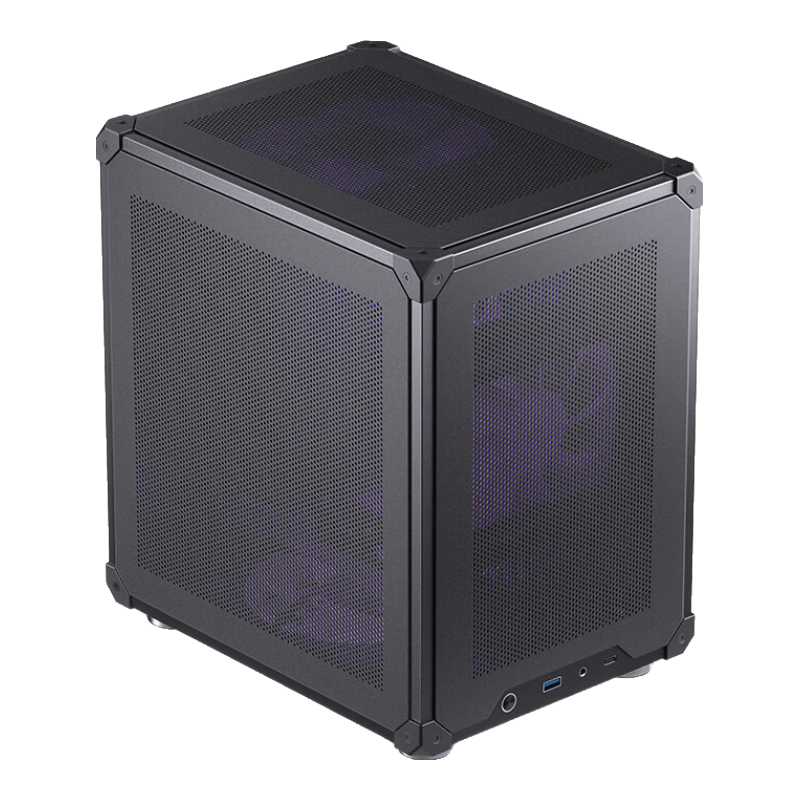 JONSBO C6 Black MATX Case (Four-Sided MESH Panel, 3 Fan Positions, Front Type-C Port, ATX Power Supply, ≤75mm Radiator Clearance, 200-255mm Graphics Card)