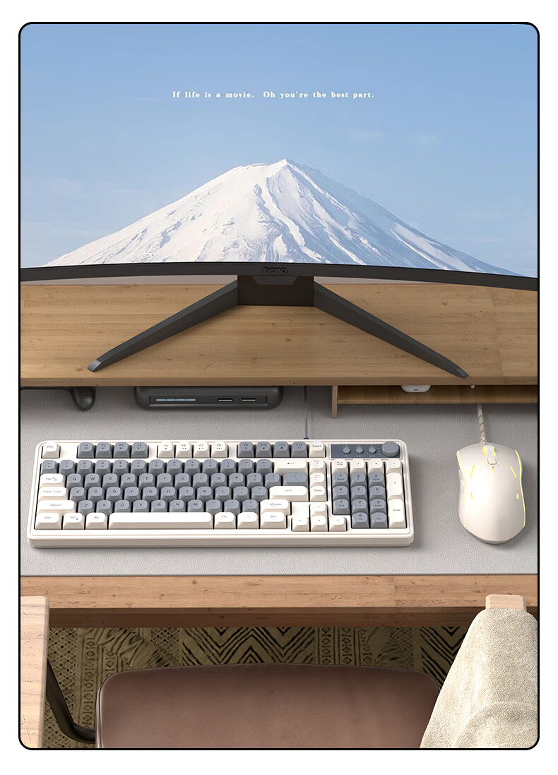 MageGee GK980 Mechanical Feel Keyboard And Mouse Set, 98-Key RGB Backlit Wired Keyboard, Office And Gaming Keyboard And Mouse Combo, Computer Laptop Keyboard And Mouse, White And Blue Color 14