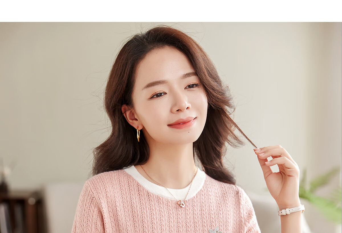She Enjoy Women's Knitwear Round Neck Thin Sweater Lightweight Knit Top Spring Autumn Versatile Color-Block Collar T53Z155 14