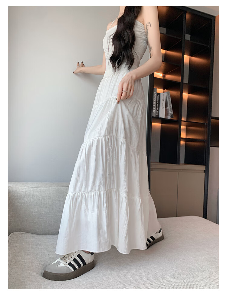 LangSha White A-Line Skirt for Women, Spring And Summer Lightweight High-Waist Pleated Cake Skirt, Elegant Ballet Long Skirt for Wome 17