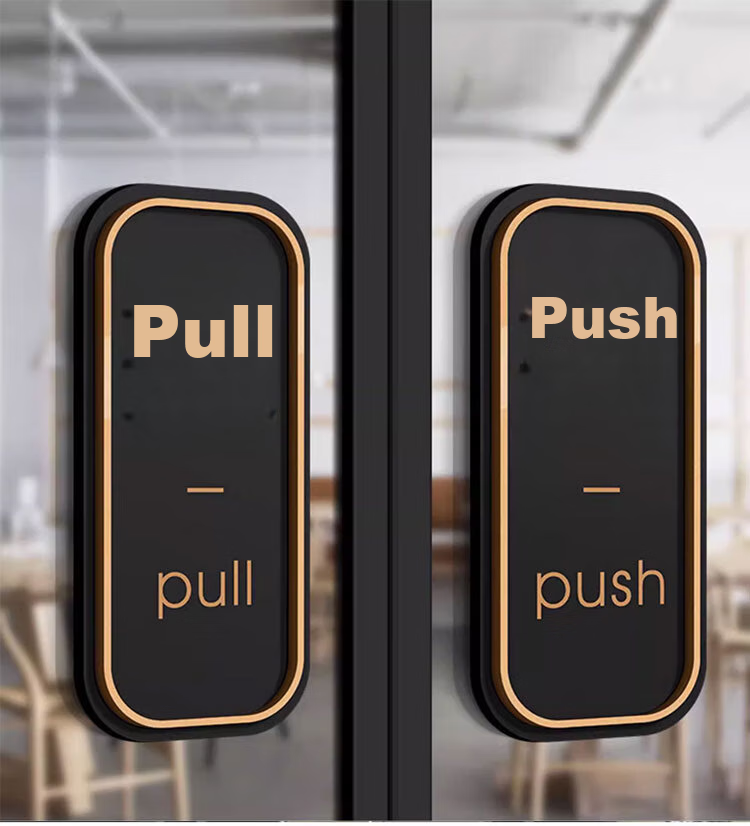 Aimohui Sliding Door Stickers, 3D Shopping Mall Store Glass Doors Frosted Acrylic Safety Signs, 13.5*6cm, One Pair 1
