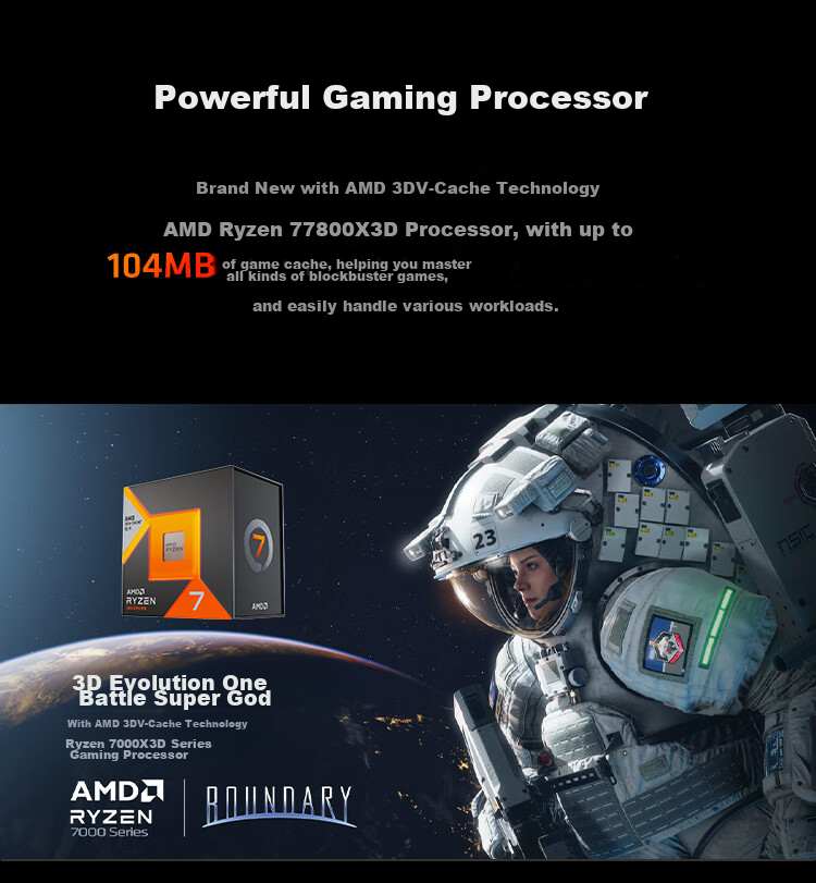 AMD Ryzen 7 7800X3D Gaming Processor, 8 Cores, 16 Threads, 104MB Game Cache, Boost Frequency up to 5GHz, Boxed CPU, Smooth Gaming for Valorant/Delta/CSGO 4