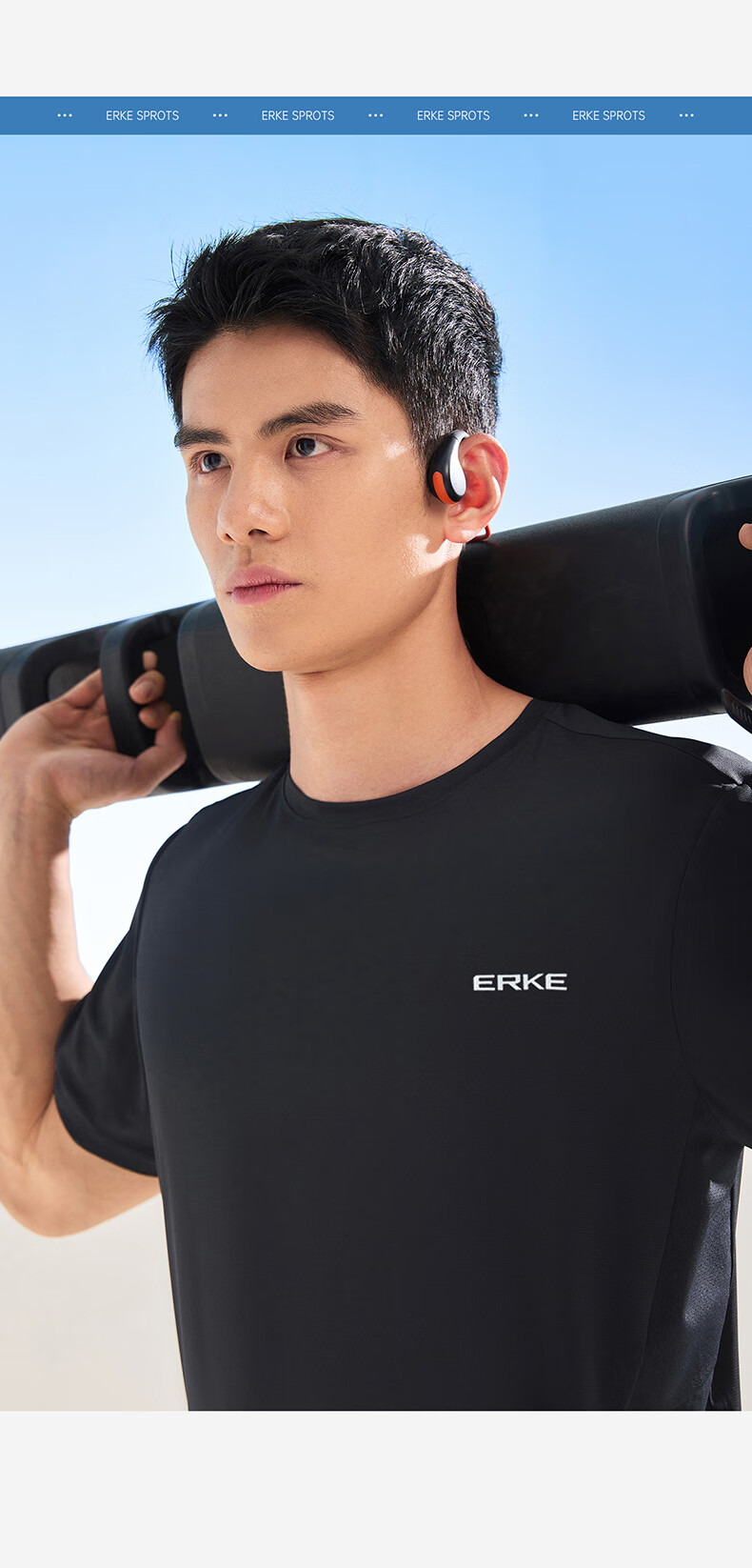 ERKE Short-Sleeve T-Shirt for Men, Autumn New Arrival, Moisture-Wicking And Quick-Drying Sports Tee, Round Neck Undershirt, Solid Color Top, Outdoor Running Wear 15