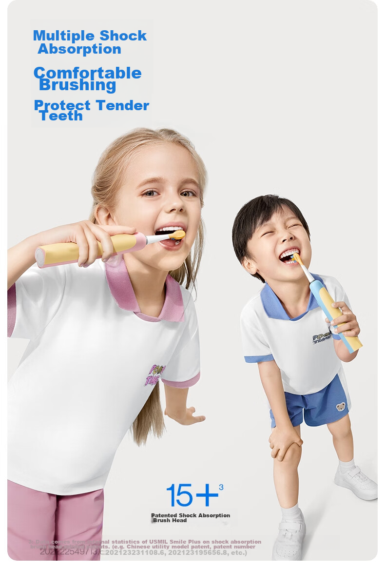 Usmile Children's Electric Toothbrush with Sonic Vibration, 120-Day Battery Life, A10 Phantom Blue, for Ages 3-12, Birthday Gift, Children's Present 6