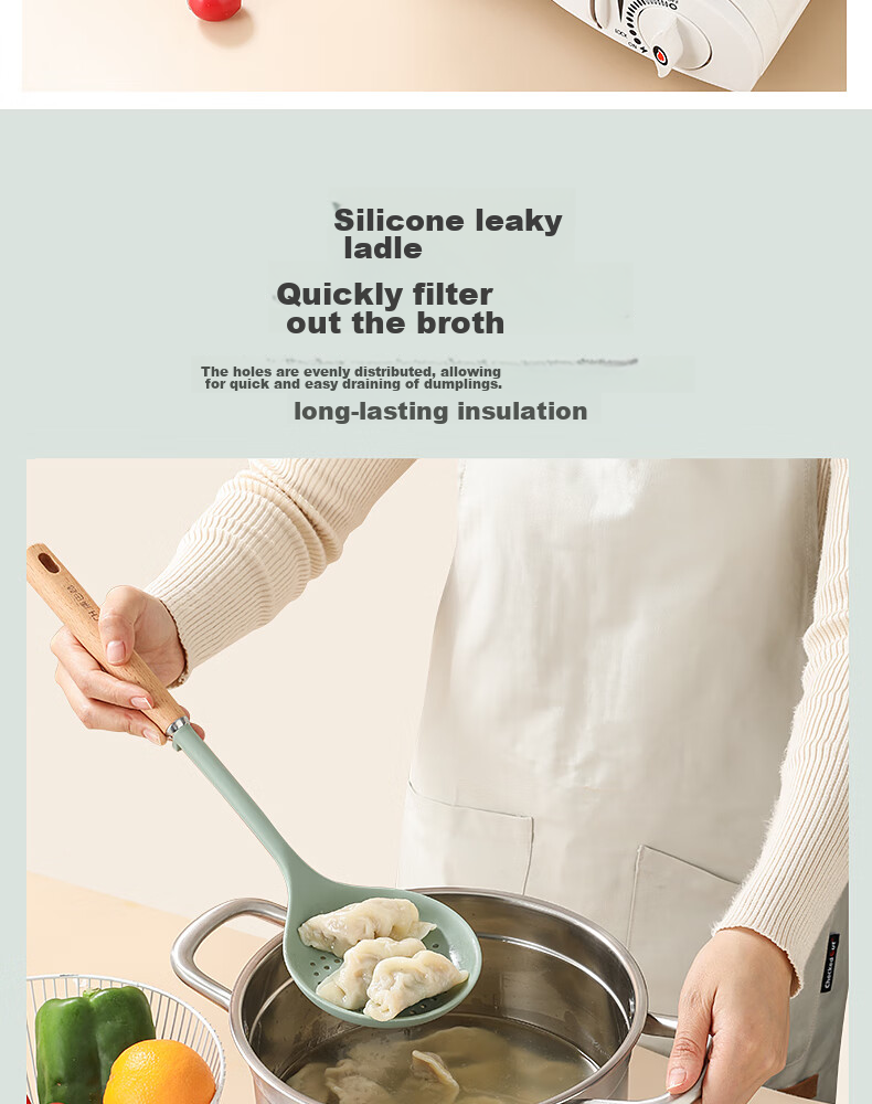 Kobach Silicone Spatula, Cooking Utensil for Non-Stick Pans, Heat-Resistant Spatula for Stir-Frying, Soup Ladle 13
