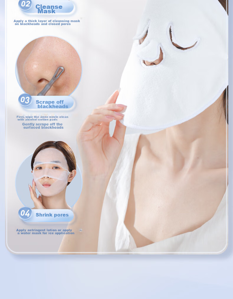 Goood Hot Compress Towel, Cold Compress Face Mask, Face Cloth for Beauty Salon, Coral Fleece Face Mask, Soft Skin Hydrating Facial Towel [Double-Layer + Strap + Nose Hole Design] 5