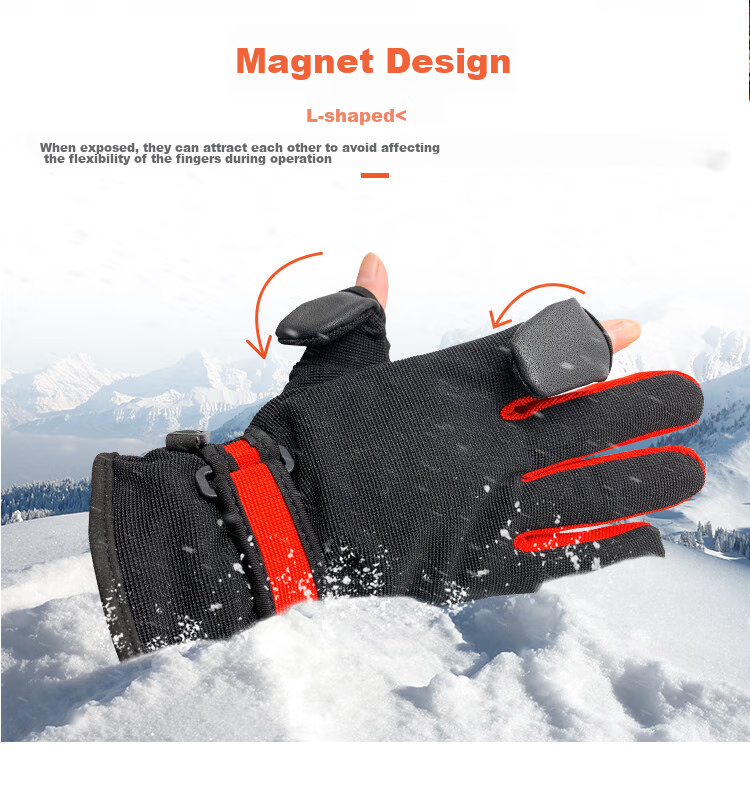 KYOTSU Photography Gloves, Winter Outdoor Use, Cold-Proof, Warm, Waterproof, Professional Photography Gloves, Size M, Black And Red 5