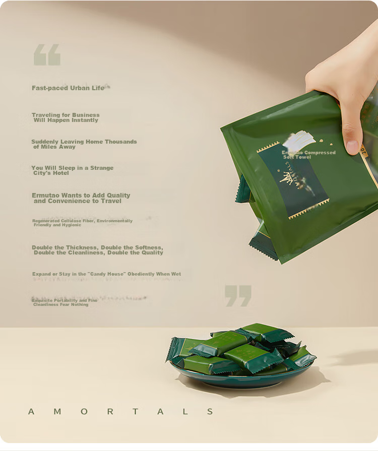 AMORTALS Disposable Compressed Towels, Face Wipes, Makeup Removers, 20 Pieces, Travel Wet And Dry Use, Holiday Gift 4