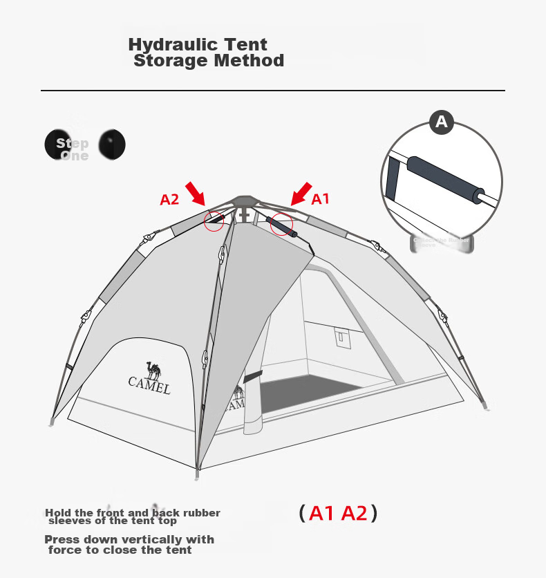 CAMEL Outdoor Tent, Portable Silver-Coated, Automatic Quick-Open, Sun Protection, Rain Protection, Camping Equipment, A1S3NA111-2, Sand Gold 15
