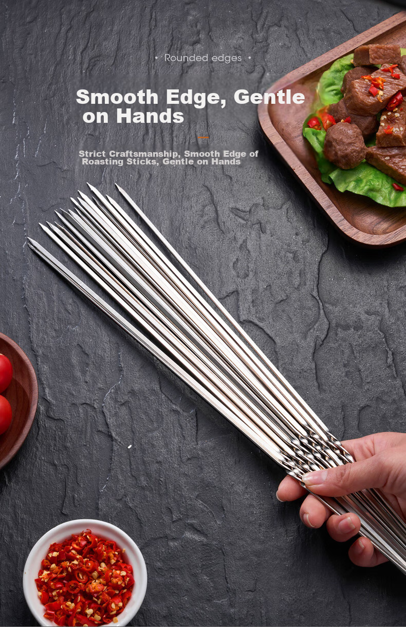 Xingfang Disposable Skewers, Barbecue Skewers, Lamb Kebab Skewers, Stainless Steel Skewers, Food-Grade Meat Skewers, 50 Pieces 8