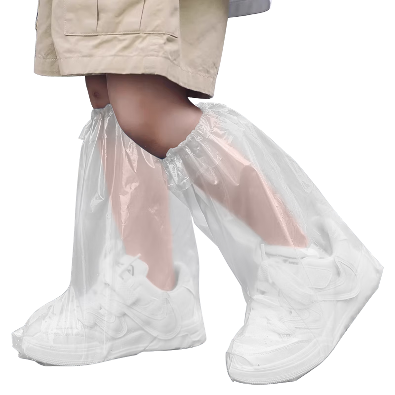 Banzheni Disposable Rain Shoe Covers for Men, Women And Children, Non-Slip Thick High-Top Plastic Overshoes, 30-Pack