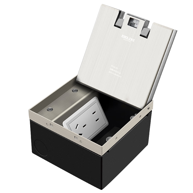 DELIXI Embedded Hidden Floor Socket for Marble Tile and Solid Wood Flooring, Flush Invisible Design, Five-Hole + Network Port