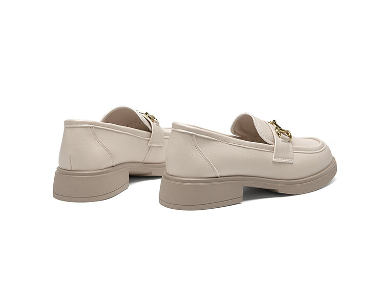 Dadong Women's Loafers 2025 Spring Autumn New Thick Mid Heel Slip-On Round Toe Buckle Leather Shoes Q0152 6