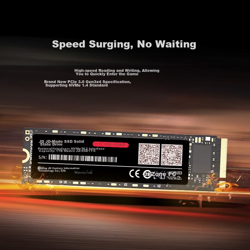SSD накопитель JD Original 2TB M.2 NVMe, PCIe Gen3 x4, скорость чтения до 3400 МБ/с, запись до 2700 МБ/с, 5 лет гарантии