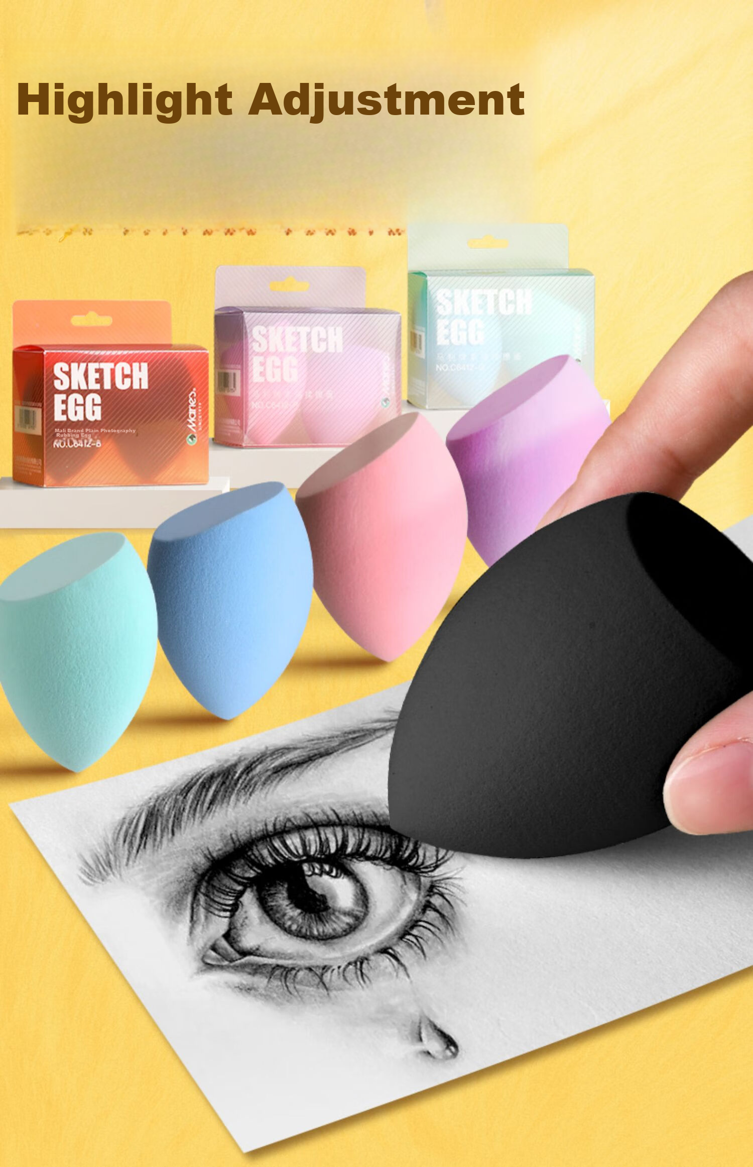 Marie's Sketch Blending Cotton Pads, Art Student Beauty Blenders, Student Sponge Erasers, Drawing Tools - Sketch Blending Pads (Pink Purple) C6412-P Two-Pack Art Sketching 8