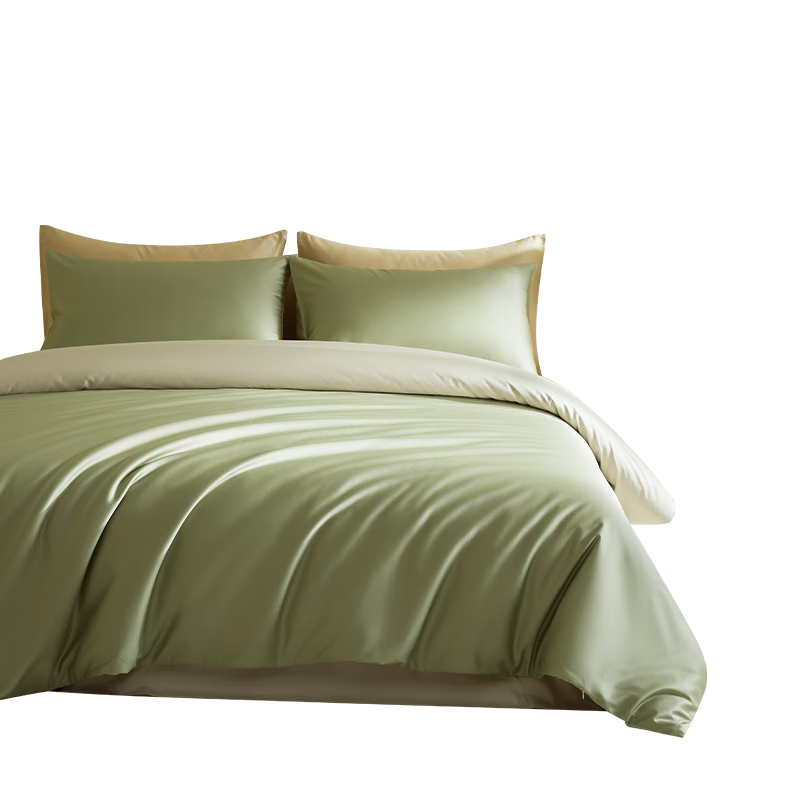 MIDO HOUSE Mingdu Four-Piece Set, Pure Cotton Bedding, 100% Cotton Fitted Sheet And Duvet Cover, Class A Yarn, 100 Thread Count, Luxurious High-End Feel Quilt Cover, 200x230cm, Songhu Gree