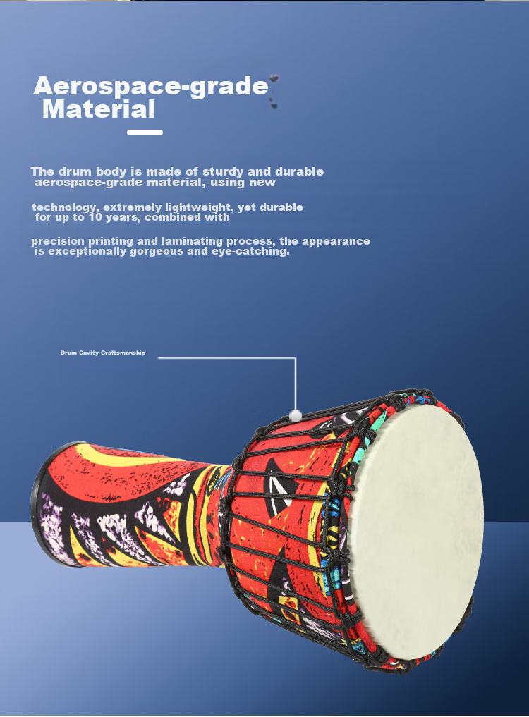 MOSEN 8-Inch Lightweight African Drum, ABS Material Children's Beginner Practice Lijiang Hand Drum, No Tuning Required, Maple Leaf Red 6