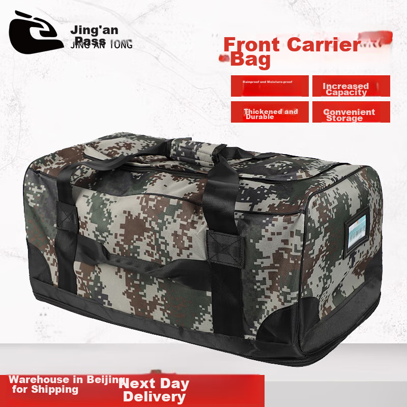 Jingantong Camouflage Front Carry Bag, Stay-Behind Bag, Thickened Large Capacity Waterproof Canvas Handbag with Rear Compartment