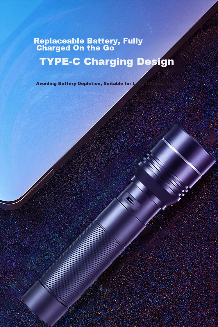 JD Original High-Intensity Zoomable Flashlight, 2000 Lumens, Long Battery Life, Outdoor Survival, Rechargeable, Multifunctional, Portable for Home Use 8