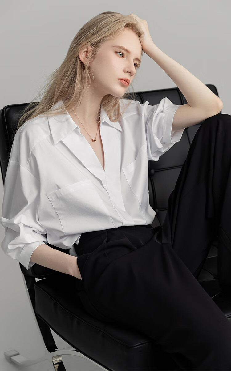 Demana [Smart Commuting] Summer Elegant Bookish V-Neck Stacked Sleeve Comfortable Slimming Shirt for Women 14