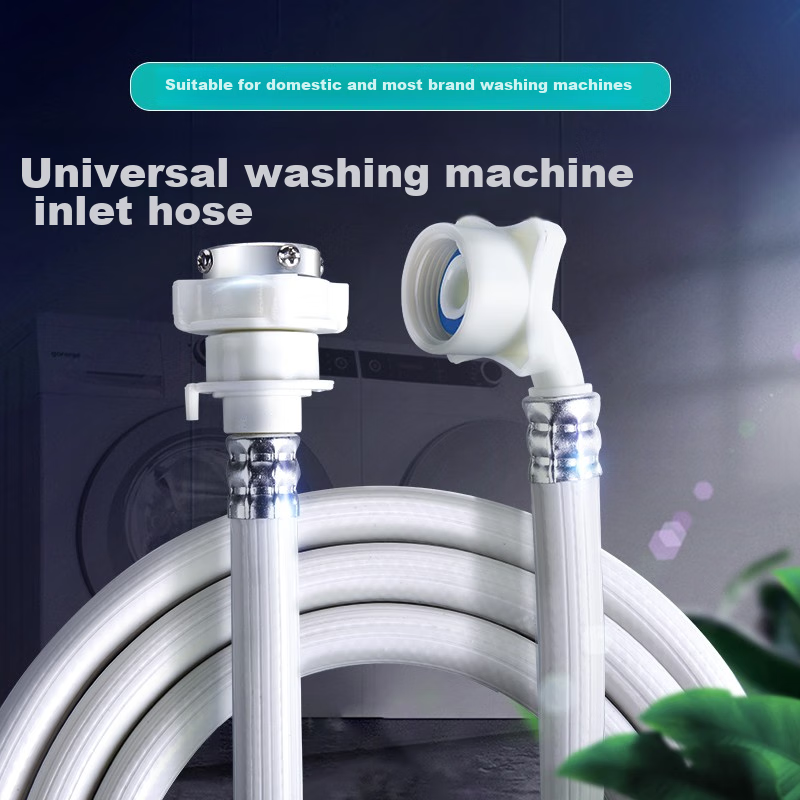 Beishi Washing Machine Inlet Hose, Thickened Universal Drum And Impeller Washing Machine Inlet Hose, Extended Water Inlet Pipe, Water Supply Extension Hose Connector Accessories, White 5 Meters