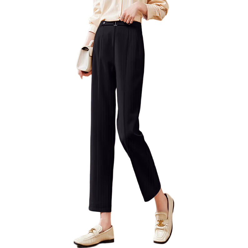 Chushen Spring Autumn Women's Casual Pants with Designer Belt High Waist Straight Slim Fit Cropped Harem Pants S13KK2517
