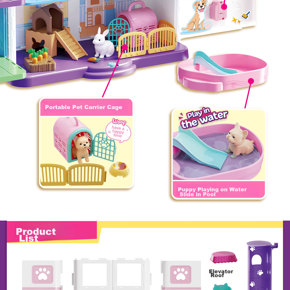 Anlili Children's Toy, Girl's Gift, Pretend Play Pet Life Villa House, Birthday Present 15