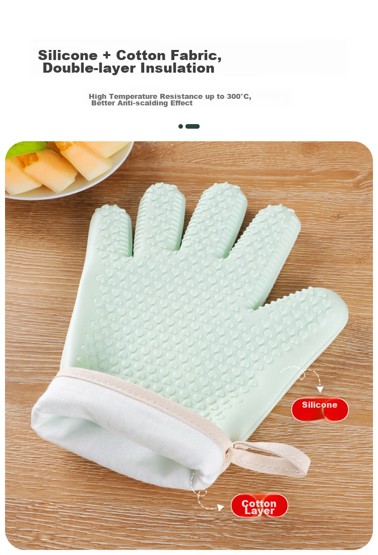 Jekero Five-Finger Thick Heat-Resistant Gloves, Insulated Anti-Scalding Gloves for Kitchen, Microwave Oven, Baking Oven, Specialized Thick Non-Slip 6