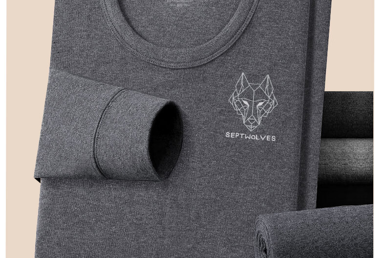 SEPTWOLVES [Pure Cotton Antibacterial] Thermal Underwear for Men, Autumn Top And Pants Set, Round Neck Cotton And Wool Autumn Winter, Dark Gray, XXL 25