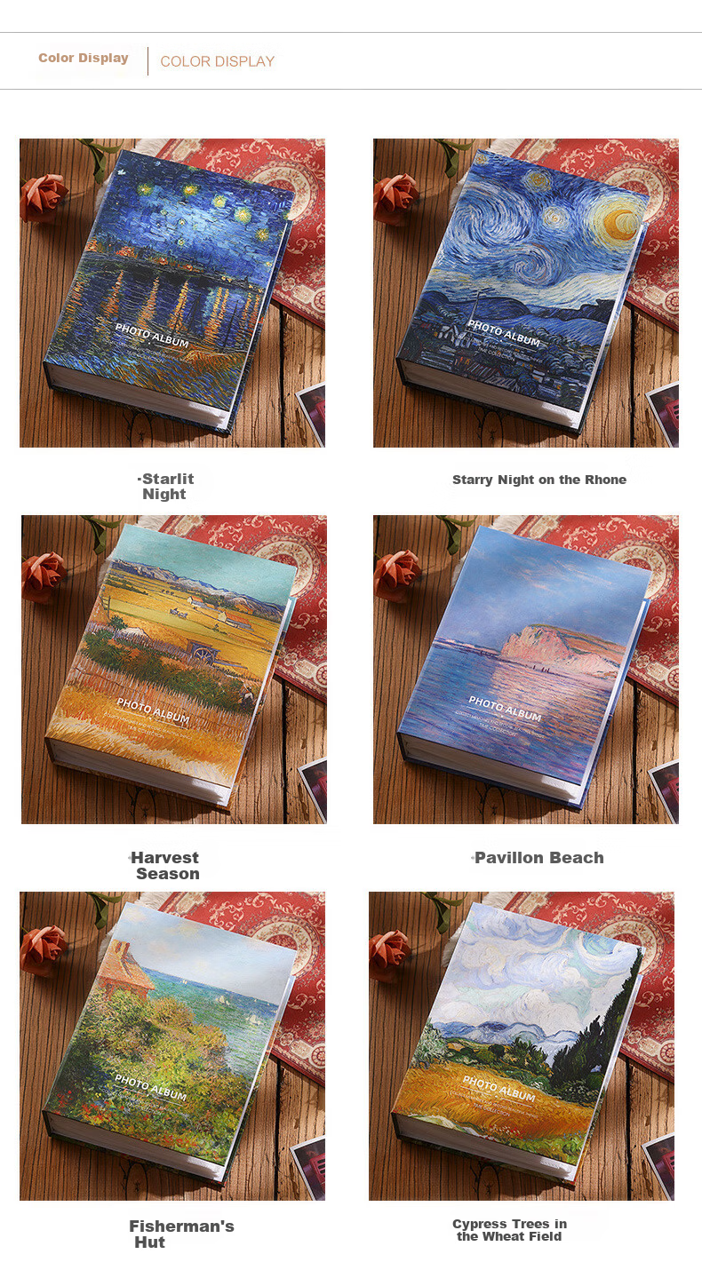 Siyicai 6-Inch 200-Page Insertable Oil Painting Storage Album, Large Capacity Family Photo Album, Couple's Memory Book (6-Inch Laminated 200 Pages) - Fisherman's Hut Photo Book 2