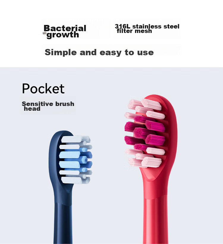 Hongmengzhixuan Libode Smart Toothbrush with 3 Pocket Brush Heads, Sensitive Type, 2-Pack, Cya 3