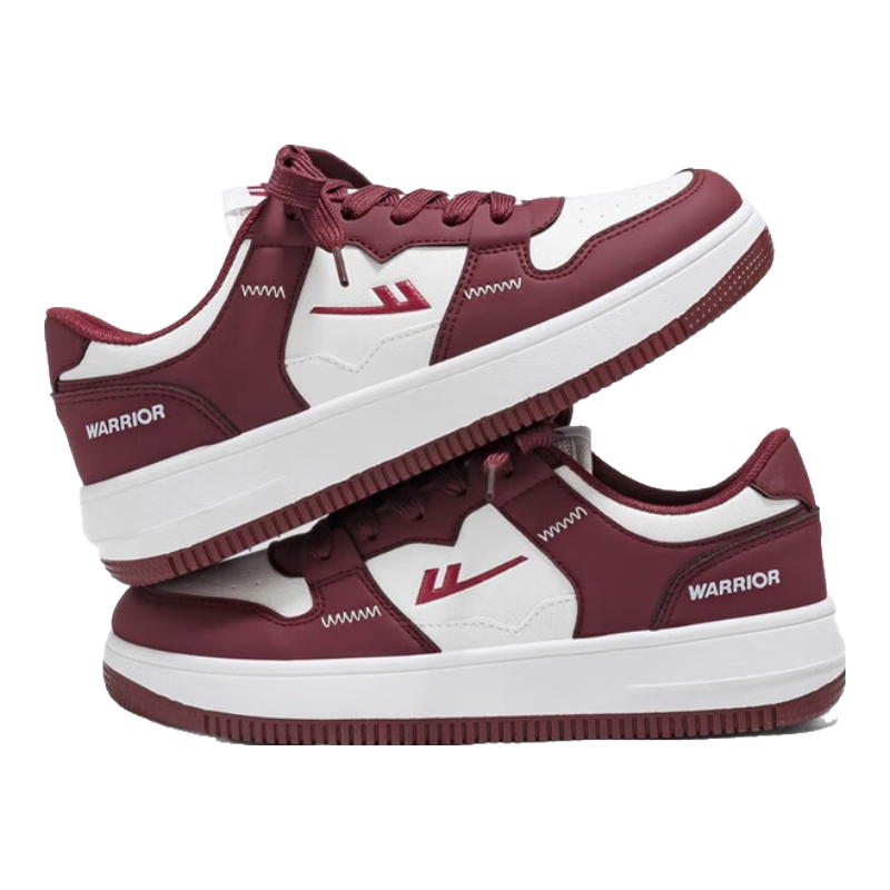 Warrior Official Men's Sneakers, Autumn Style Versatile Leather Couple Casual Shoes, Sports Shoes for Men And Women, White And Red, Size 41